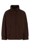 Prada Brown High Neck Jacket In Brown