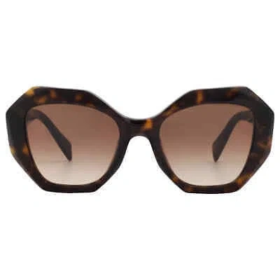 Pre-owned Prada Brown Gradient Geometric Ladies Sunglasses Pr 16ws 2au6s1 53