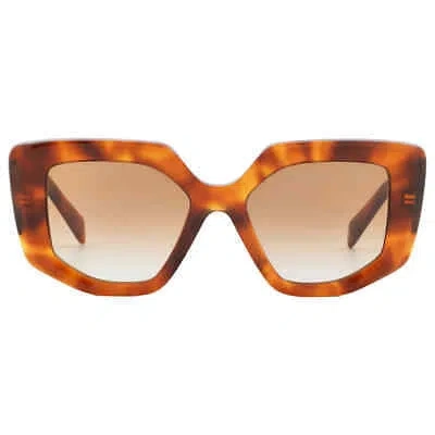 Pre-owned Prada Brown Gradient Irregular Ladies Sunglasses Pr 14zs 18r70e 50