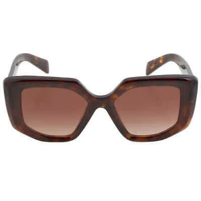 Pre-owned Prada Brown Gradient Irregular Ladies Sunglasses Pr 14zs 2au6s1 50