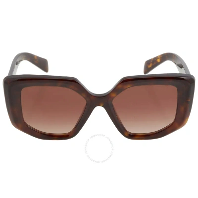 Prada Brown Gradient Irregular Ladies Sunglasses Pr 14zs 2au6s1 50 In Brown / Tortoise