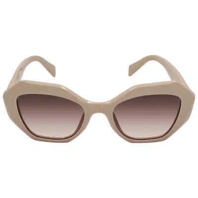 Pre-owned Prada Brown Gradient Irregular Ladies Sunglasses Pr 16ws Vyj0a6 53
