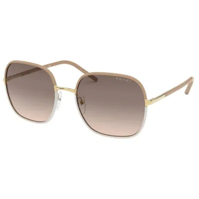 Prada Brown Gradient Square Ladies Sunglasses Pr 67xs 09g3d0 58 In Gold