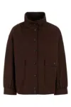 Prada Brown High Neck Jacket In Brown
