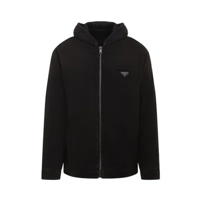 Prada Brown Jacket With Hood In Black