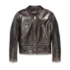 Prada Long-sleeved Leather Jacket In Brown
