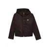 Prada Logo-plaque Hooded Jacket In Brown