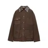 Prada Womens Brown Contrast-collar Relaxed Canvas Work Jacket In Brown
