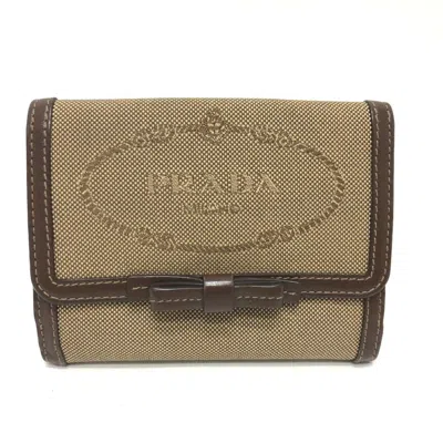 Pre-owned Prada Brown Jacquard Wallet (bi-fold) ()