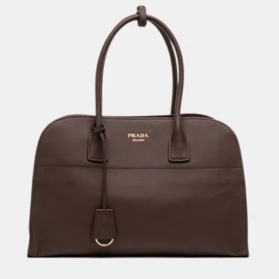 Pre-owned Prada Brown Large Leather Tote