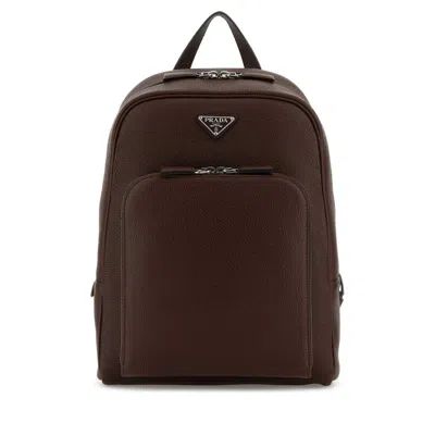 PRADA PRADA BROWN LEATHER BACKPACK
