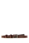 Prada Adjustable Leather Belt Featuring Smooth Finish In Brown