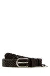Prada Brown Leather Belt In Black