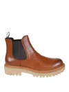 Prada Brown Leather Boots With Elastic Side Panels And Durable Sole In Brown