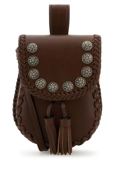 Prada Brown Leather Crossbody Bag In Palissandro