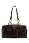 Prada Medium Brown Leather Dangle Bag Women