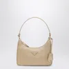 Prada Mini Re-edition 2005 Bag In Camel Re-nylon And Saffiano In Nude