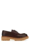 Prada Leather Lace-up Loafers Chunky Sole In Animal Print