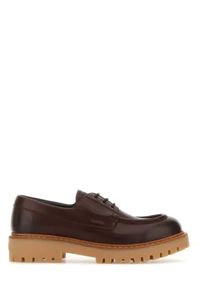 PRADA PRADA BROWN LEATHER LACE-UP SHOES