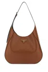 Prada Triangle-logo Leather Shoulder Bag In Brown