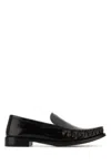 Prada Patent Finish Loafers With Logo Plaque In Black