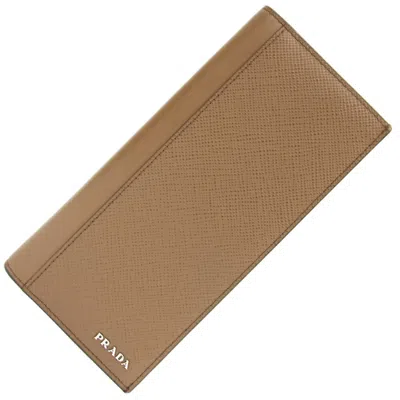 Pre-owned Prada Brown Leather Long Wallet (bi-fold) ()