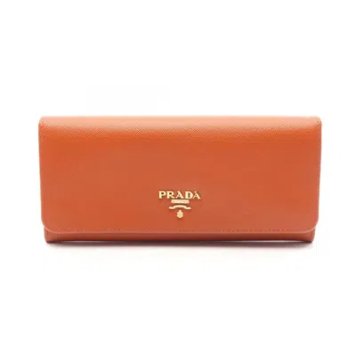 Pre-owned Prada Brown Leather Long Wallet (bi-fold) ()
