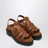 Prada Women Caramel Leather Sandals In Brown