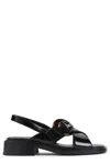 Prada Brown Leather Sandals In Black
