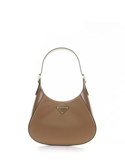 Prada Brown Leather Shoulder Bag In Cannella