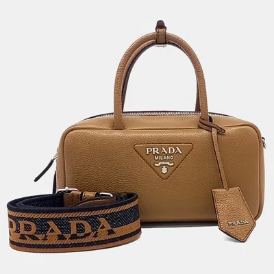 Pre-owned Prada Brown Leather Tote And Shoulder Bag