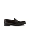 Prada Black Leather Loafers In Black