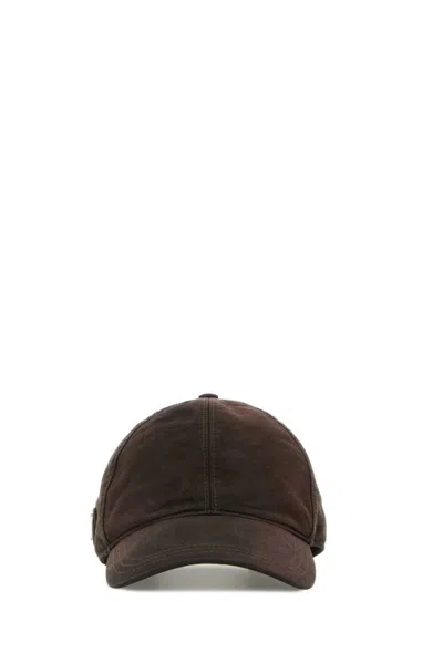 PRADA BROWN LOGO BASEBALL HAT
