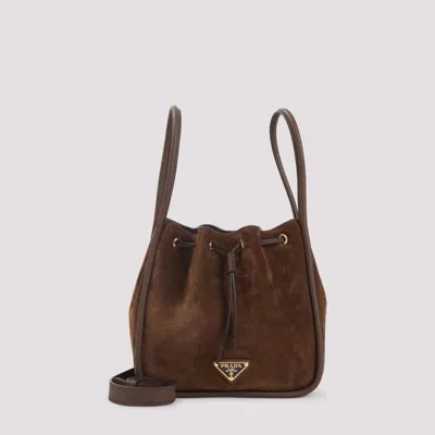 Prada Brown Logo Bucket Bag