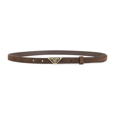 Prada Brown Logo Buckle Belt