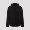 Prada Triangle-logo Velvet Blouson Jacket In Brown