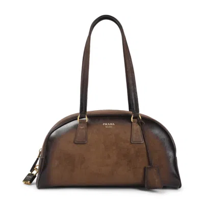 PRADA WOMEN BROWN LOGO HANDBAG, ONESIZE LUXURY SHOULDER BAGS FOR WOMEN DARVEYS