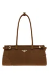 Prada Bonnie Shoulder Handbag In Nappa Leather With Golden Hardware In Brown