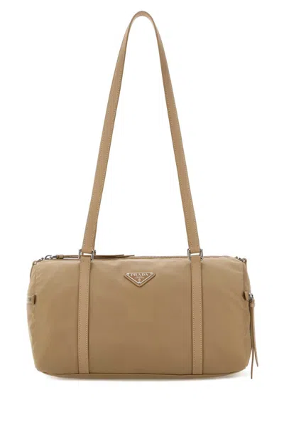 Prada Brown Logo Large Shoulder Bag