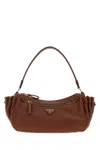 Prada Brown Logo Medium Shoulder Bag In Brown