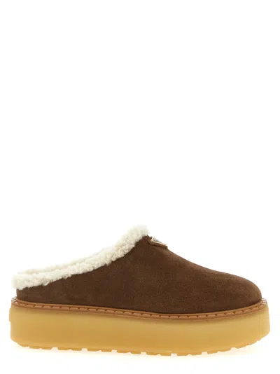 Prada Brown Logo Mules