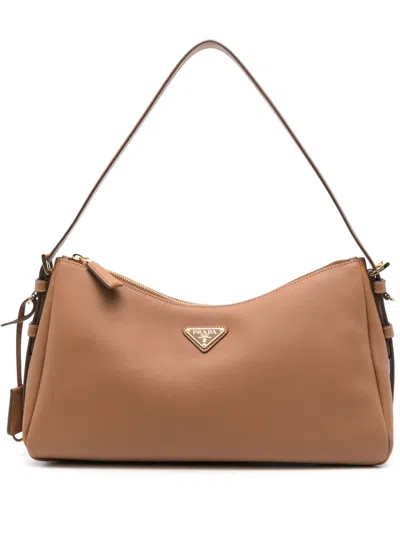 PRADA BROWN LOGO SHOULDER BAG