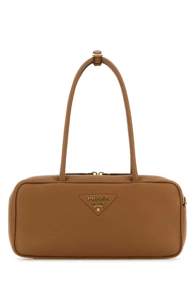 PRADA WOMEN BROWN LOGO SHOULDER BAG, ONESIZE LUXURY SHOULDER BAGS FOR WOMEN DARVEYS