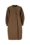 Prada Crinkled Asymmetric Mid-length Coat In Brown