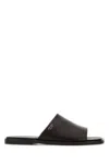 Prada Brown Logo Slides In Brown