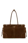 Prada Brown Logo Tote In Brown