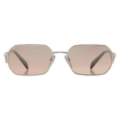 Pre-owned Prada Brown Mirror Silver Gradient Geometric Ladies Sunglasses Pr A51s 1bc8j1 58 In Multi