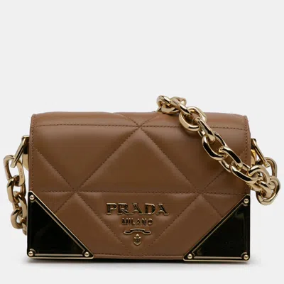 Pre-owned Prada Brown Nappa Stitched Satchel
