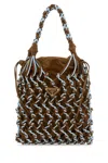 Prada Two-tone Mesh Shoulder Bag Dual Handles In Brown