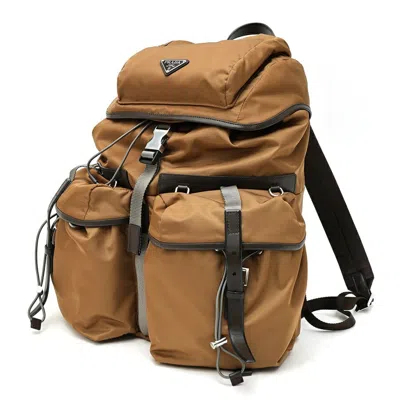 Pre-owned Prada Brown Nylon Leather Backpack ()